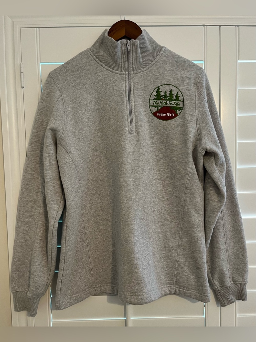 Sport-Tek Gray Quarter-Zip Sweater with Forest Patch